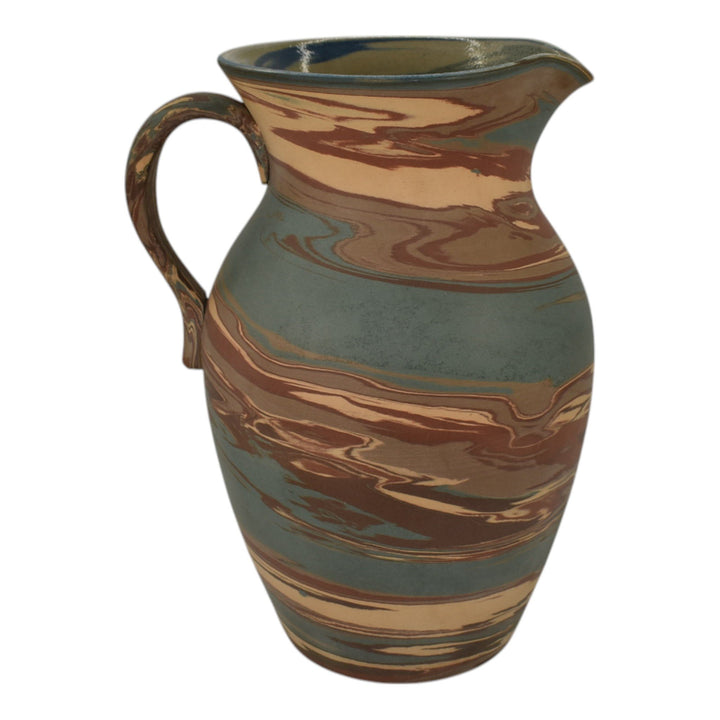 Niloak Mission Swirl 1925-30s Vintage Hand Made Art Pottery Brown 9" Pitcher - Just Art Pottery
