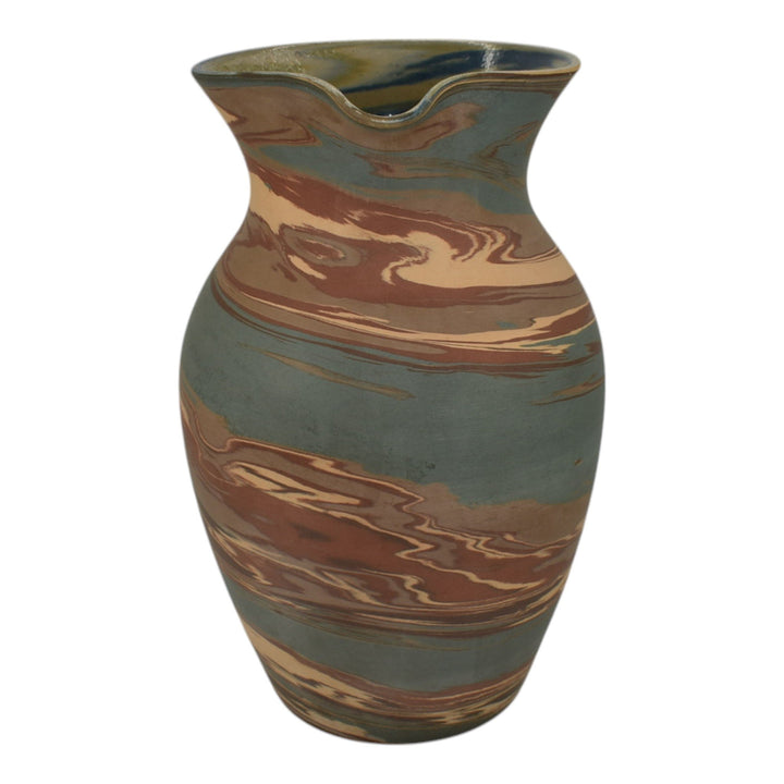 Niloak Mission Swirl 1925-30s Vintage Hand Made Art Pottery Brown 9" Pitcher - Just Art Pottery