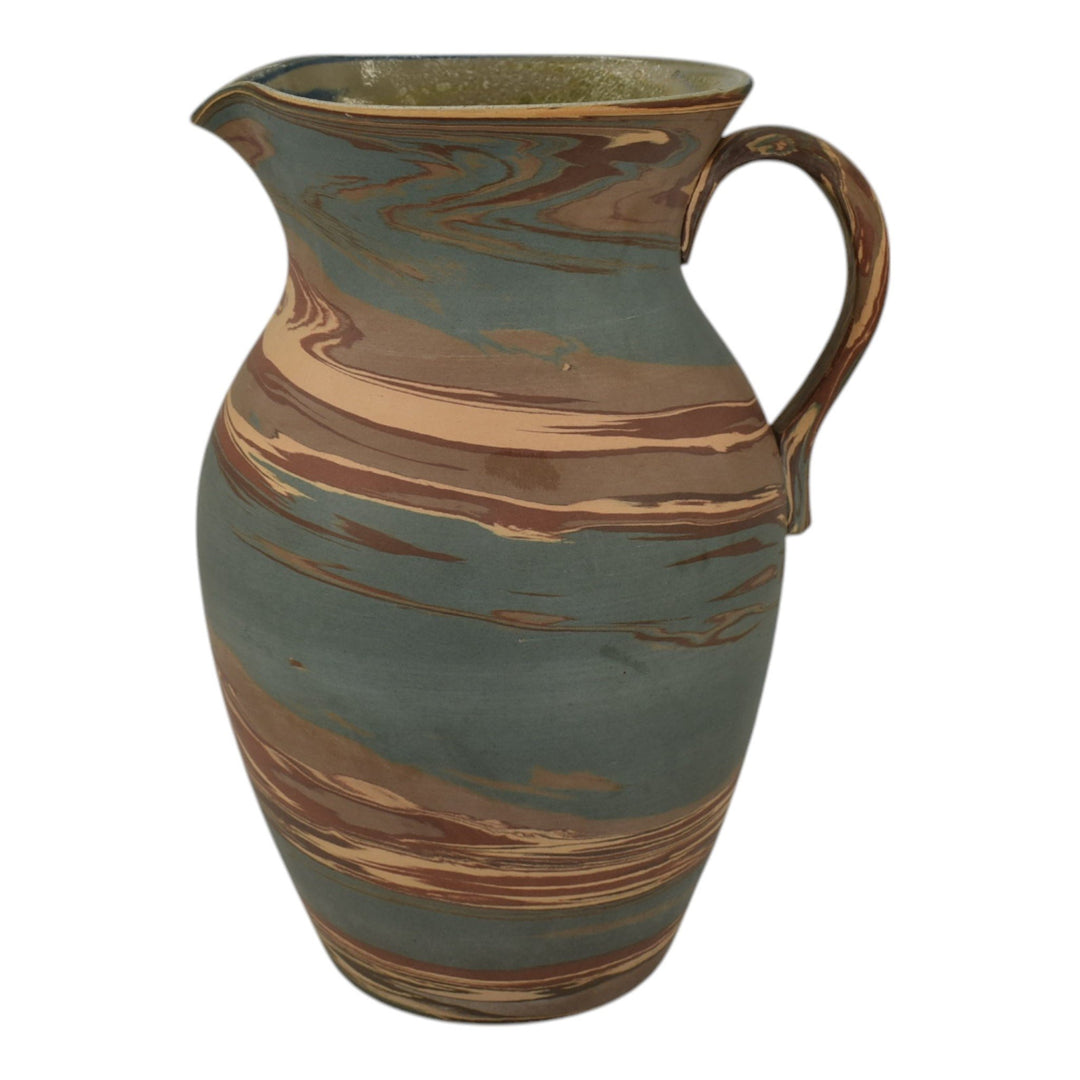 Niloak Mission Swirl 1925-30s Vintage Hand Made Art Pottery Brown 9" Pitcher - Just Art Pottery