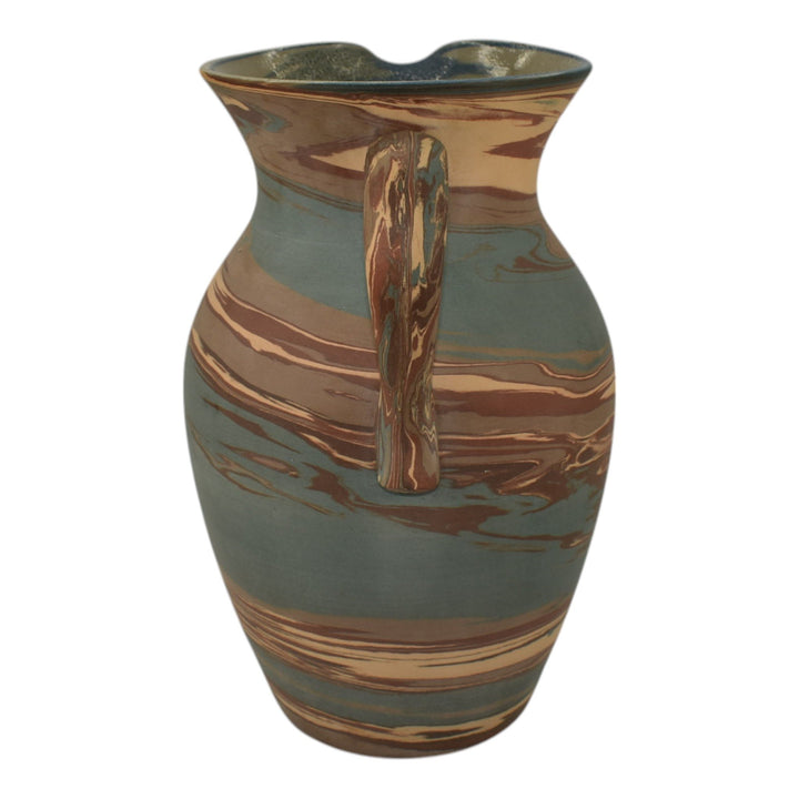Niloak Mission Swirl 1925-30s Vintage Hand Made Art Pottery Brown 9" Pitcher - Just Art Pottery