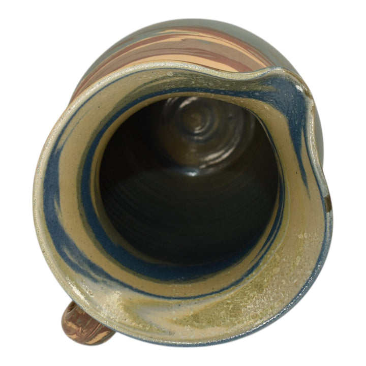 Niloak Mission Swirl 1925-30s Vintage Hand Made Art Pottery Brown 9" Pitcher - Just Art Pottery