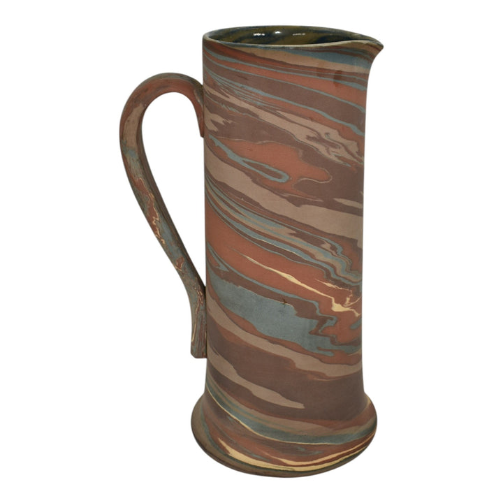 Niloak Mission Swirl 1925-30s Vintage Pottery Brown 10" Tankard Pitcher