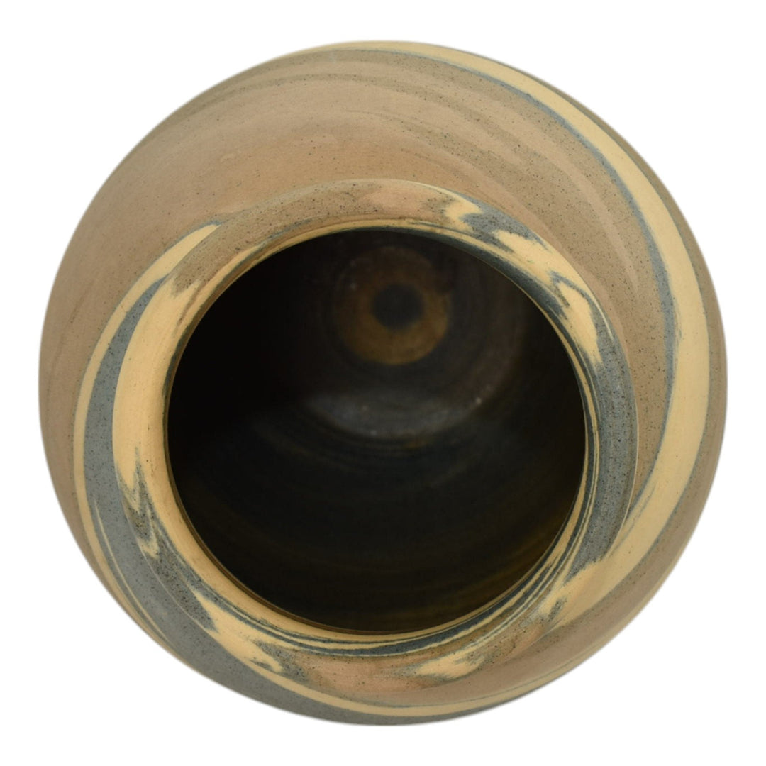 Niloak Mission Swirl 1910-24 Vintage Hand Made Art Pottery Tan Blue 8" Vase