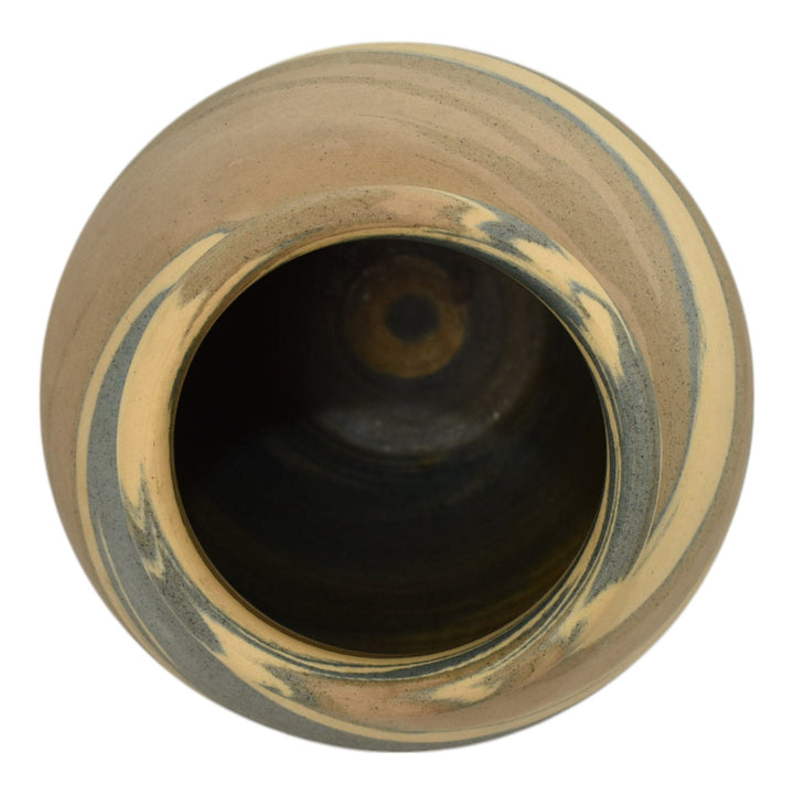 Niloak Mission Swirl 1910-24 Vintage Hand Made Art Pottery Tan Blue 8" Vase