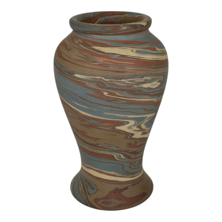Niloak Mission Swirl 1910-24 Vintage Hand Made Art Pottery Brown 8" Vase - Just Art Pottery
