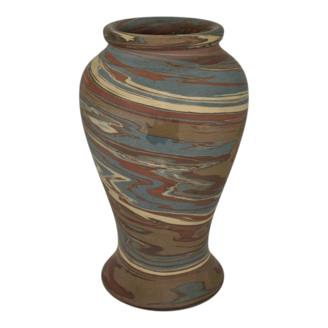 Niloak Mission Swirl 1910-24 Vintage Hand Made Art Pottery Brown 8" Vase - Just Art Pottery