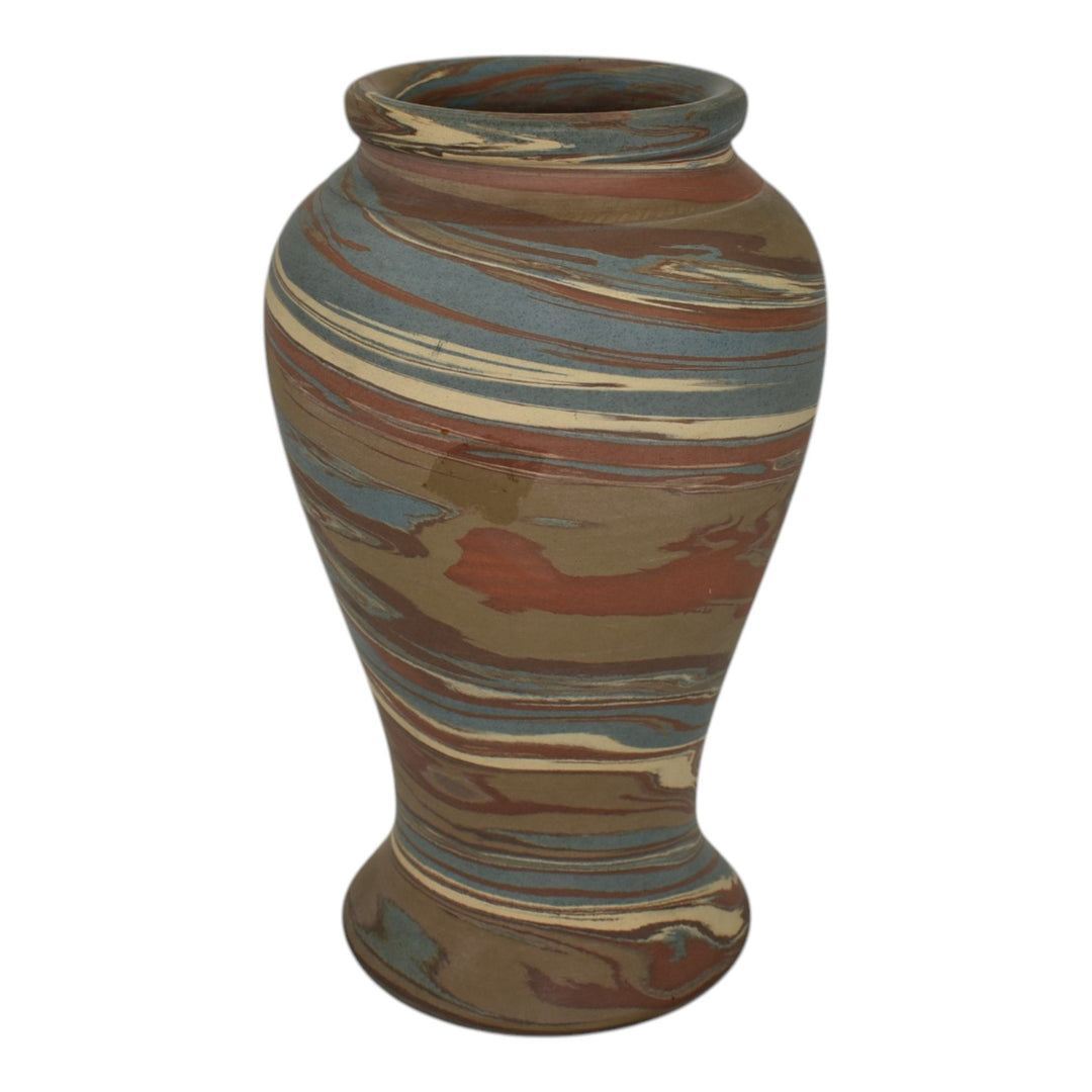 Niloak Mission Swirl 1910-24 Vintage Hand Made Art Pottery Brown 8" Vase - Just Art Pottery