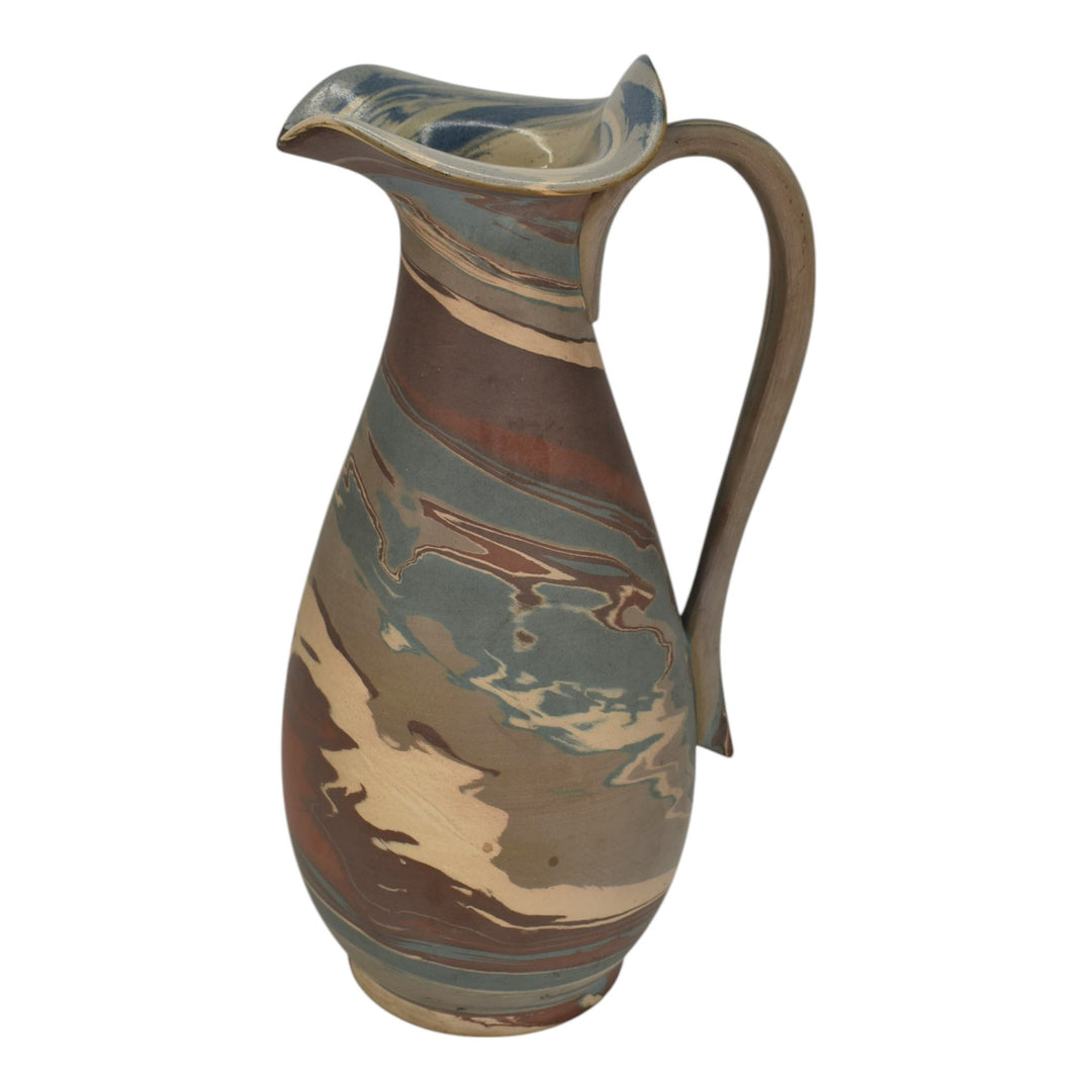 Niloak Mission Swirl Vintage Hand Made Art Pottery Brown 10" Pitcher