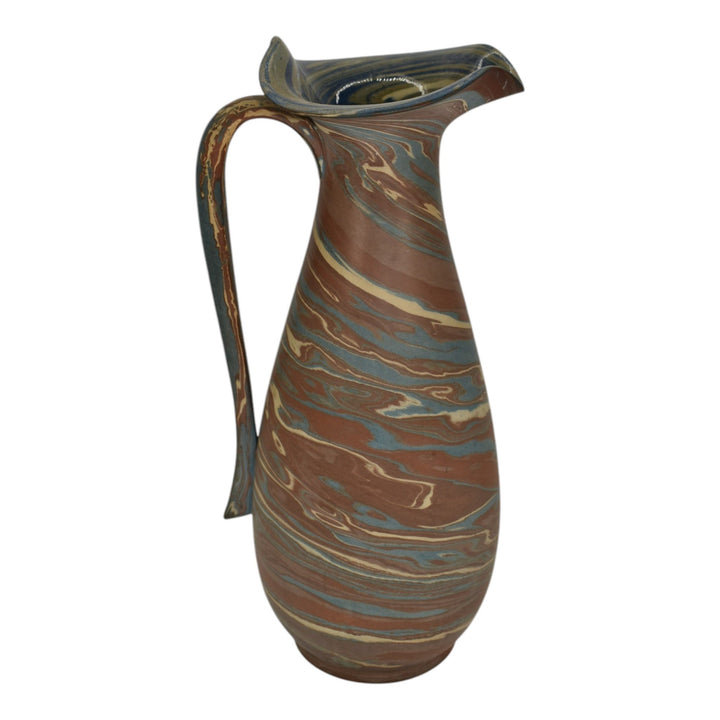 Niloak Mission Swirl 1910-24 Vintage Hand Made Art Pottery Brown 10" Pitcher - Just Art Pottery
