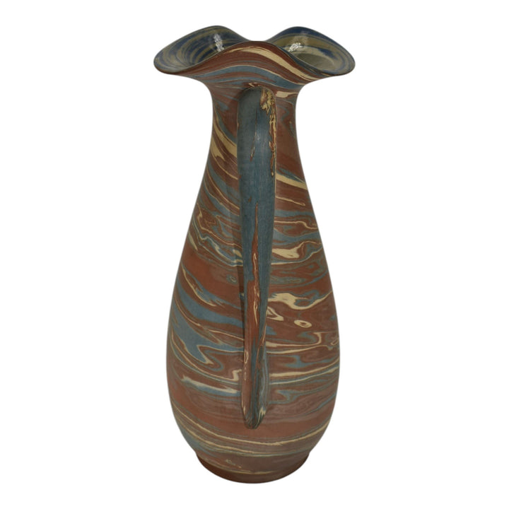 Niloak Mission Swirl 1910-24 Vintage Hand Made Art Pottery Brown 10" Pitcher - Just Art Pottery