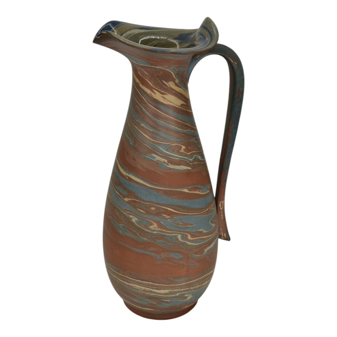 Niloak Mission Swirl 1910-24 Vintage Hand Made Art Pottery Brown 10" Pitcher - Just Art Pottery