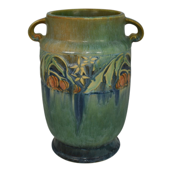 Roseville Baneda Green 1932 Vintage Arts And Crafts Pottery Ceramic Vase 592-7 - Just Art Pottery