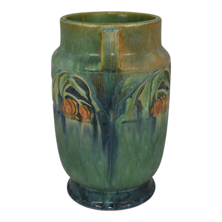 Roseville Baneda Green 1932 Vintage Arts And Crafts Pottery Ceramic Vase 592-7 - Just Art Pottery
