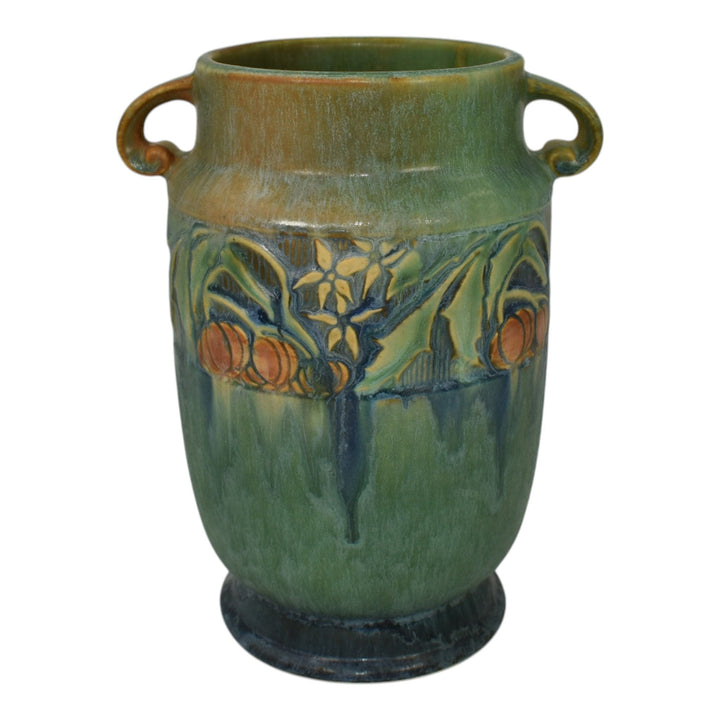 Roseville Baneda Green 1932 Vintage Arts And Crafts Pottery Ceramic Vase 592-7 - Just Art Pottery