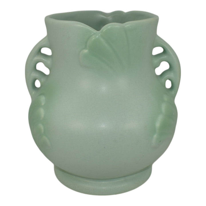 Weller Pastel 1930s Vintage Pottery Green Ceramic Vase - Just Art Pottery