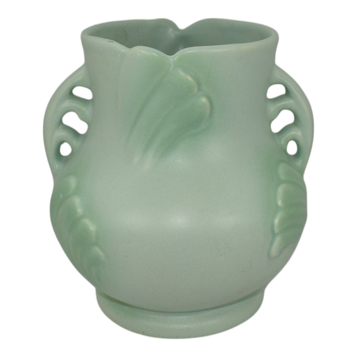 Weller Pastel 1930s Vintage Pottery Green Ceramic Vase - Just Art Pottery