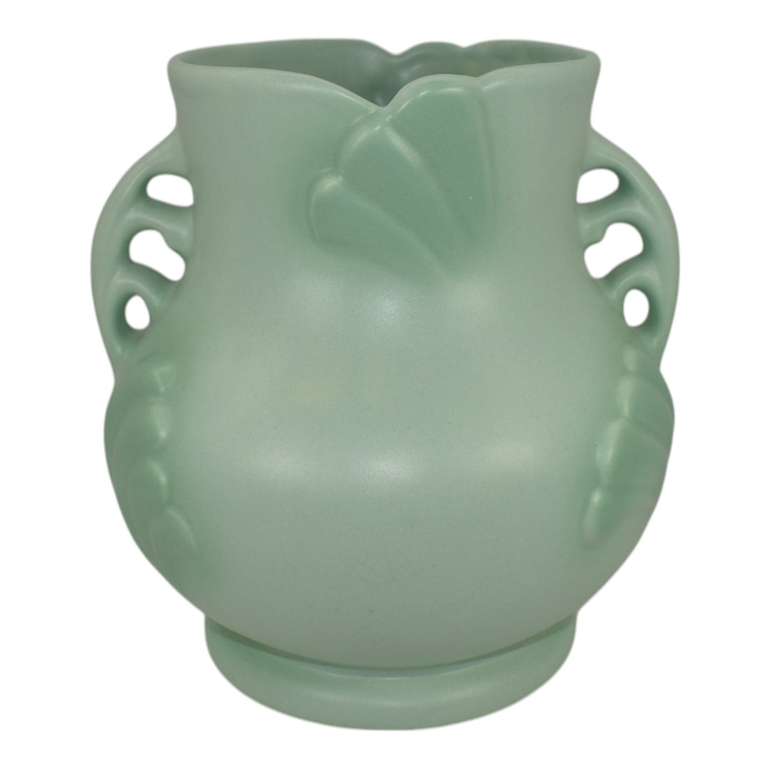 Weller Pastel 1930s Vintage Art Pottery Green Large Ceramic Vase - Just Art Pottery