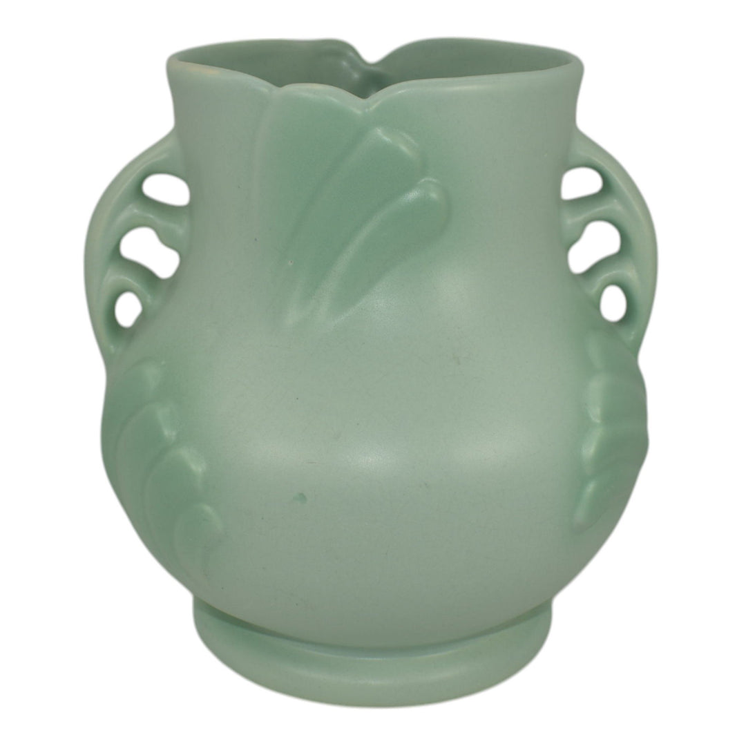 Weller Pastel 1930s Vintage Art Pottery Green Large Ceramic Vase - Just Art Pottery