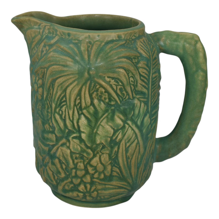 Weller Marvo 1920s Vintage Art Pottery Green Ceramic Pitcher