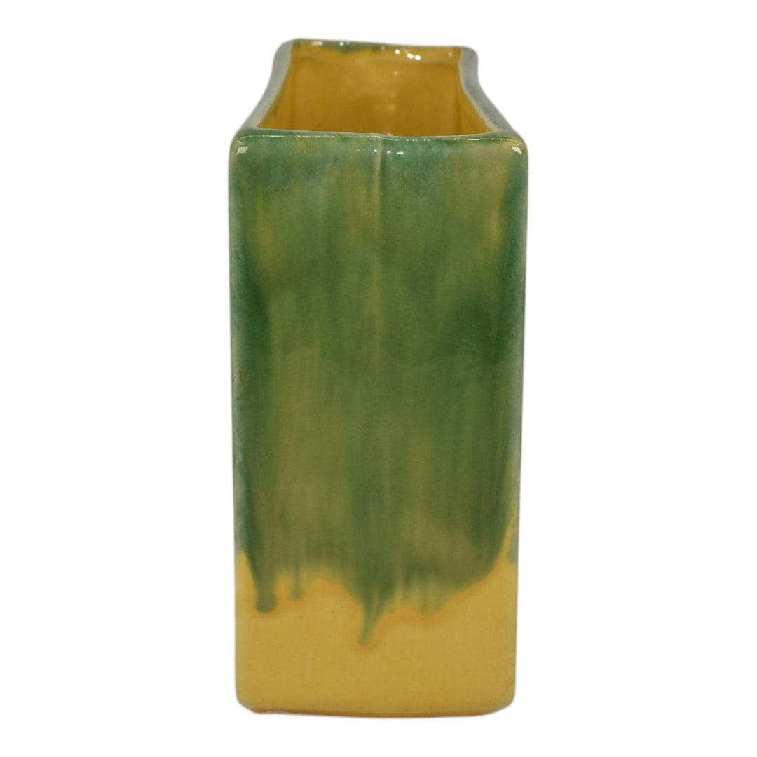 McCoy Arcature 1951 Vintage Art Pottery Yellow Green Ceramic Vase with Bird