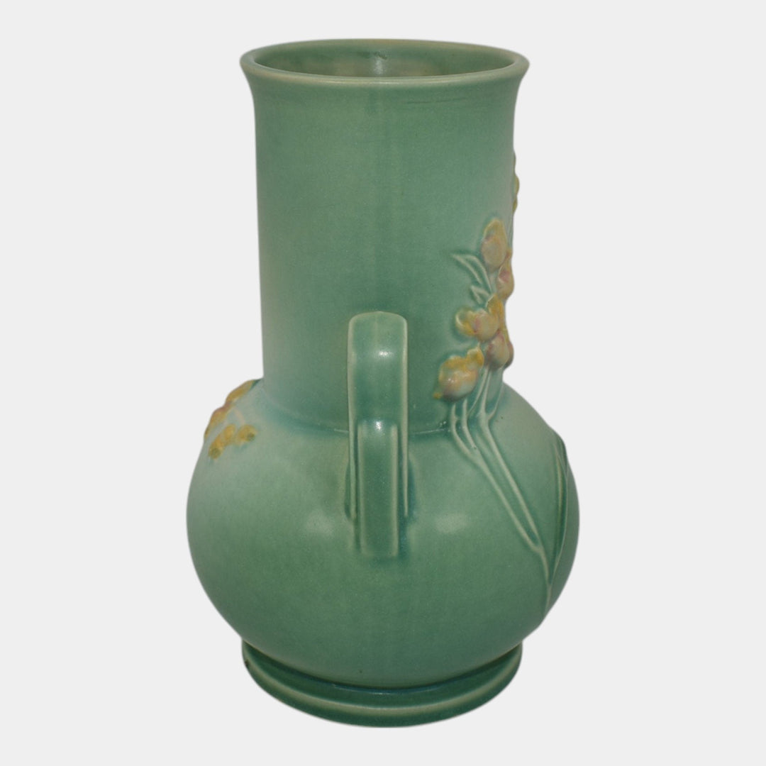 Roseville Ixia Green 1937 Vintage Art Deco Pottery Ceramic Flower Vase 857-8