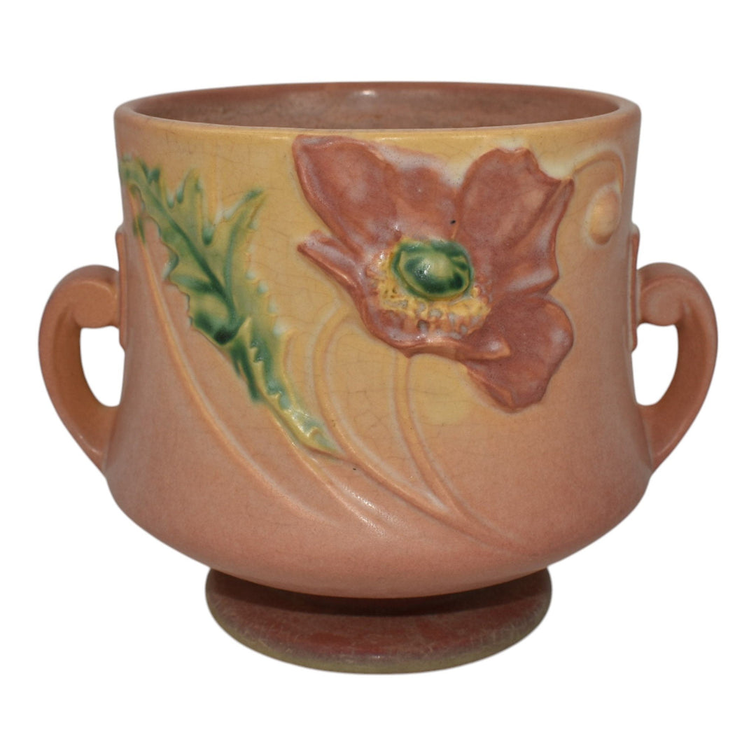 Roseville Poppy Pink 1938 Vintage Art Pottery Ceramic Flower Pot Planter 643-5