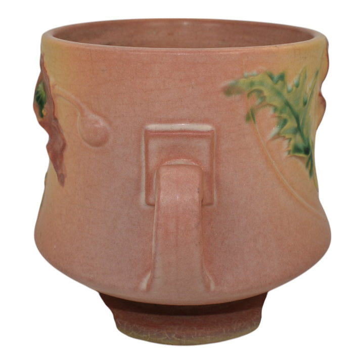Roseville Poppy Pink 1938 Vintage Art Pottery Ceramic Flower Pot Planter 643-5