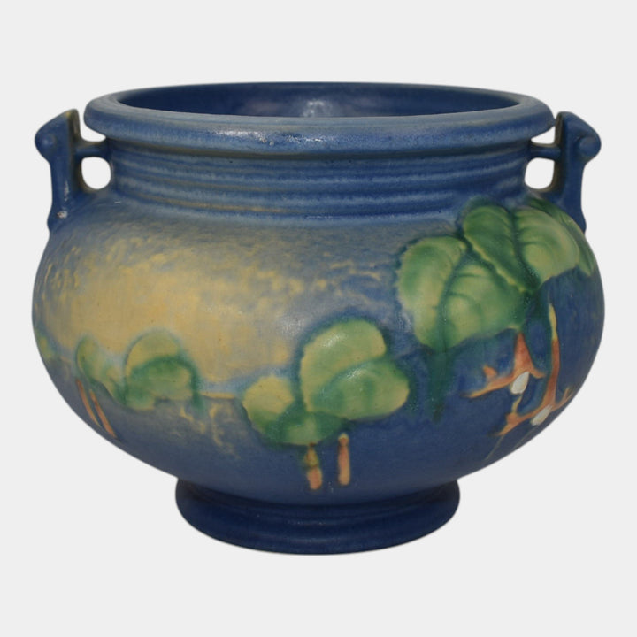 Roseville Fuchsia Blue 1938 Vintage Art Pottery Jardiniere Planter 645-4 - Just Art Pottery
