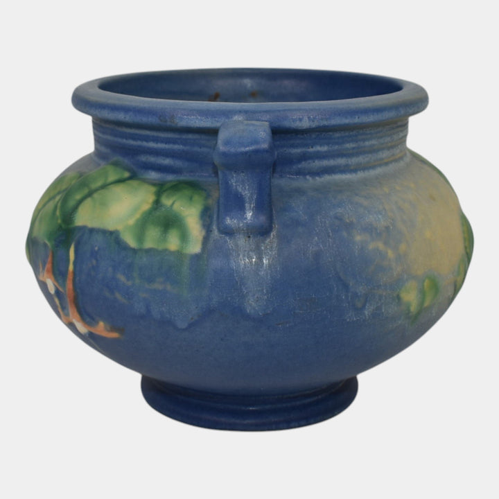 Roseville Fuchsia Blue 1938 Vintage Art Pottery Jardiniere Planter 645-4 - Just Art Pottery