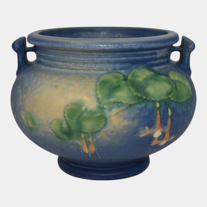 Roseville Fuchsia Blue 1938 Vintage Art Pottery Jardiniere Planter 645-4 - Just Art Pottery