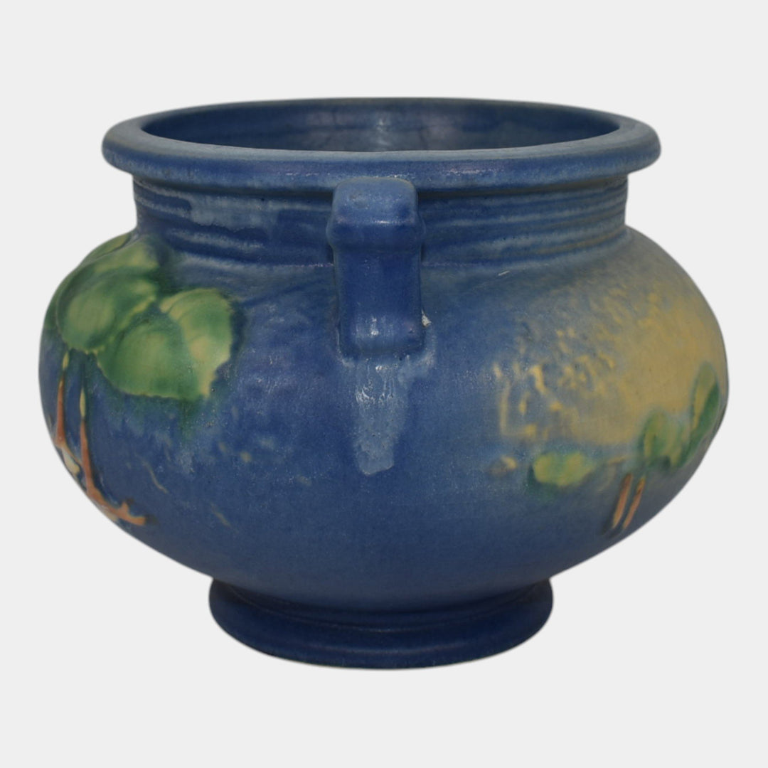 Roseville Fuchsia Blue 1938 Vintage Art Pottery Jardiniere Planter 645-4 - Just Art Pottery