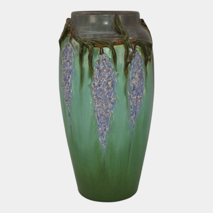 Ephraim Faience 2022 Hand Made Pottery Green Trailing Wisteria Ceramic Vase Q36