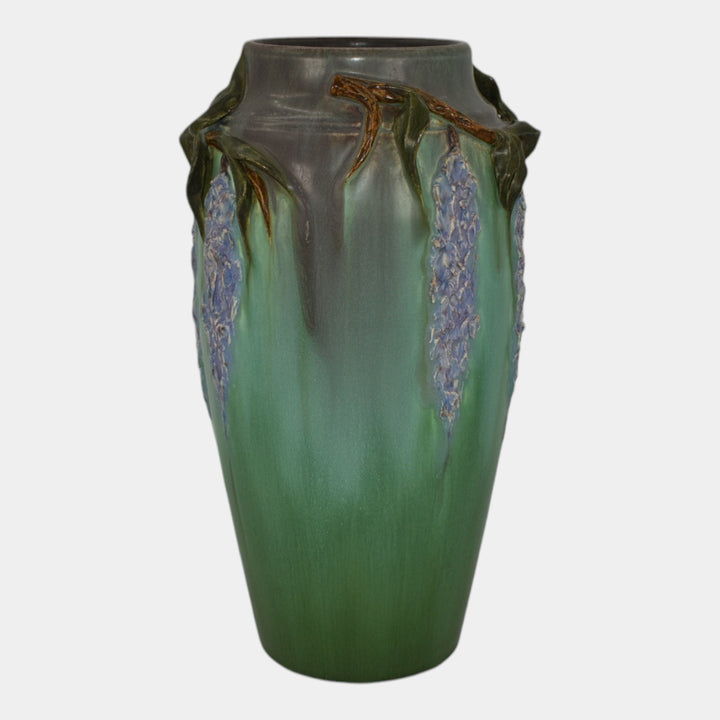 Ephraim Faience 2022 Hand Made Pottery Green Trailing Wisteria Ceramic Vase Q36