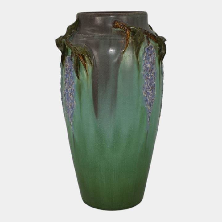 Ephraim Faience 2022 Hand Made Pottery Green Trailing Wisteria Ceramic Vase Q36
