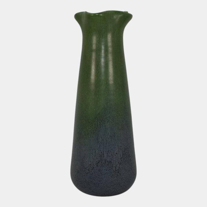 Ephraim Faience 2014 Hand Made Pottery Green Hollyhock Ceramic Vase H03