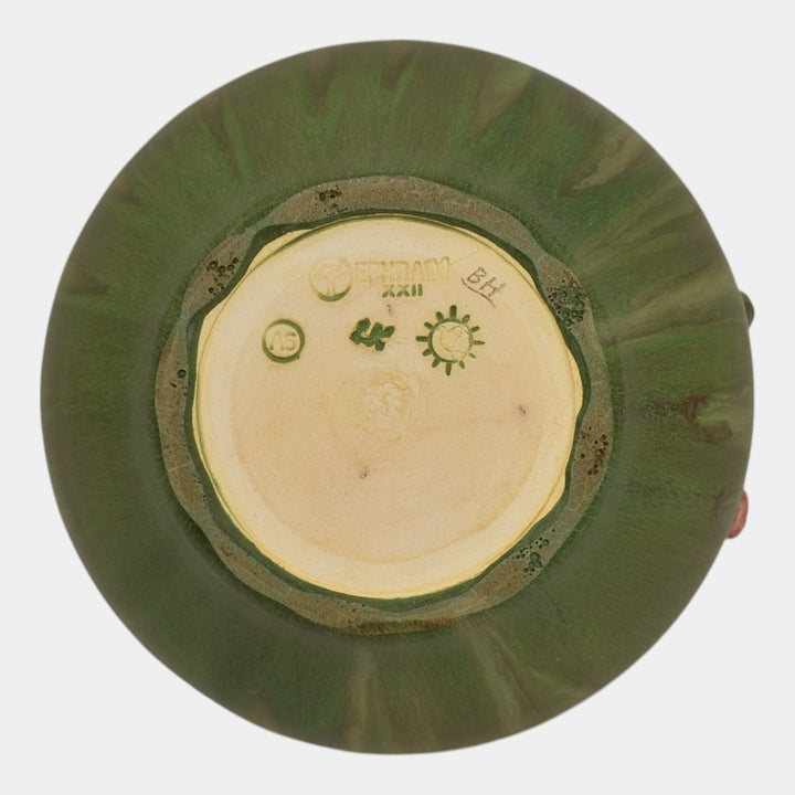 Ephraim Faience 2022 Hand Made Pottery Green Winter Rose Ceramic Bowl Q17 - Just Art Pottery