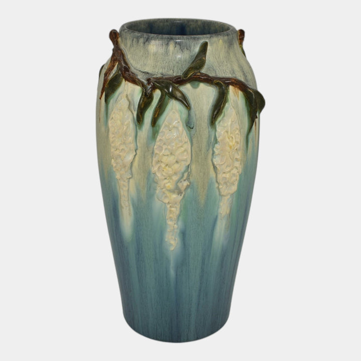 Ephraim Faience 2022 Hand Made Pottery Blue Trailing Wisteria Ceramic Vase Q36