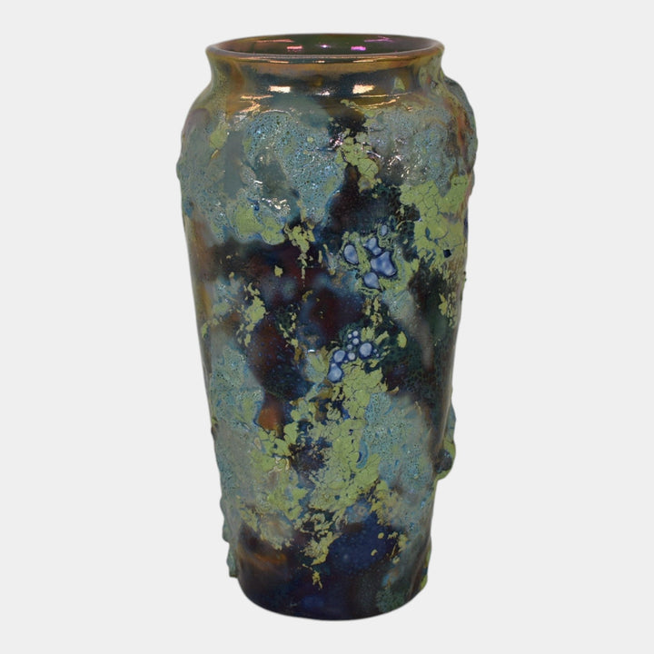 Paul Katrich Studio Art Pottery Green Blue Volcanic Luster Vase 1571 Niagara - Just Art Pottery