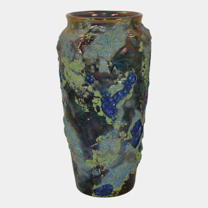 Paul Katrich Studio Art Pottery Green Blue Volcanic Luster Vase 1571 Niagara - Just Art Pottery