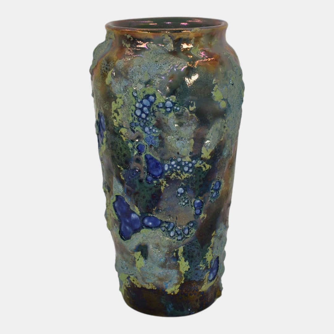 Paul Katrich Studio Art Pottery Green Blue Volcanic Luster Vase 1571 Niagara - Just Art Pottery