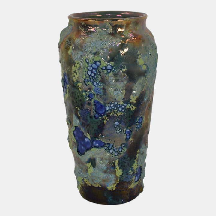 Paul Katrich Studio Art Pottery Green Blue Volcanic Luster Vase 1571 Niagara - Just Art Pottery