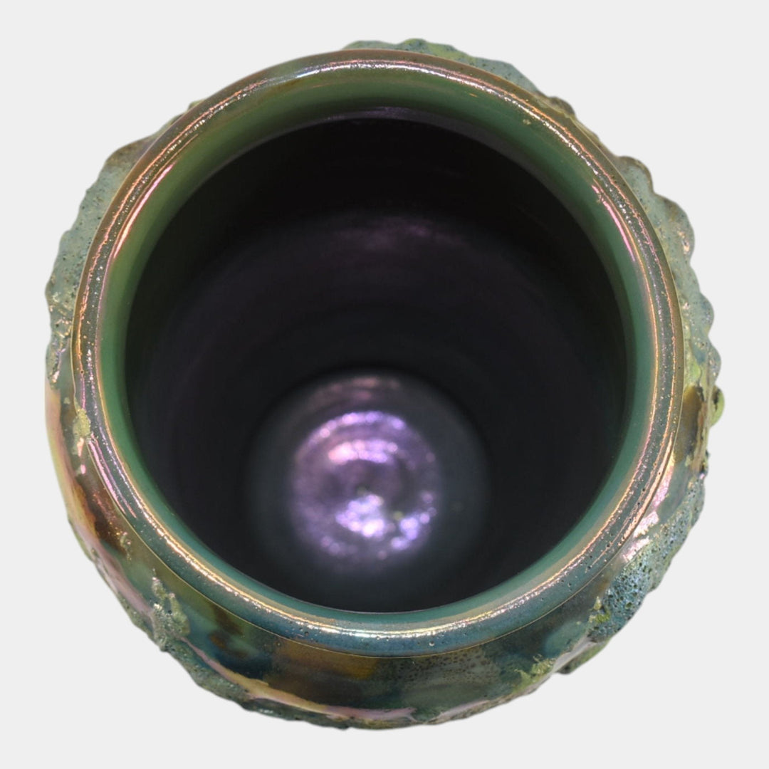 Paul Katrich Studio Art Pottery Green Blue Volcanic Luster Vase 1571 Niagara - Just Art Pottery