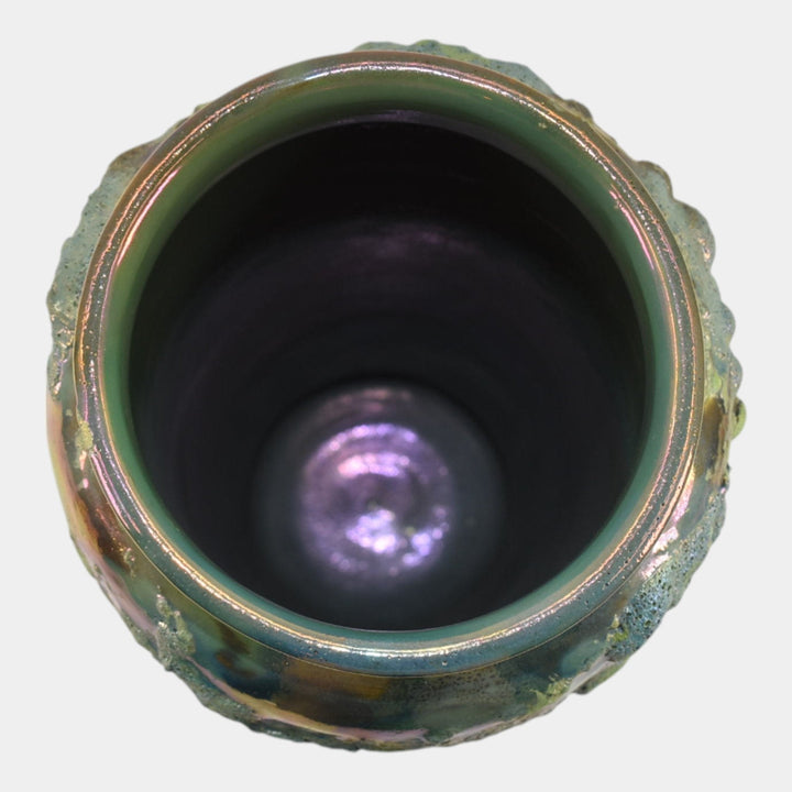 Paul Katrich Studio Art Pottery Green Blue Volcanic Luster Vase 1571 Niagara - Just Art Pottery