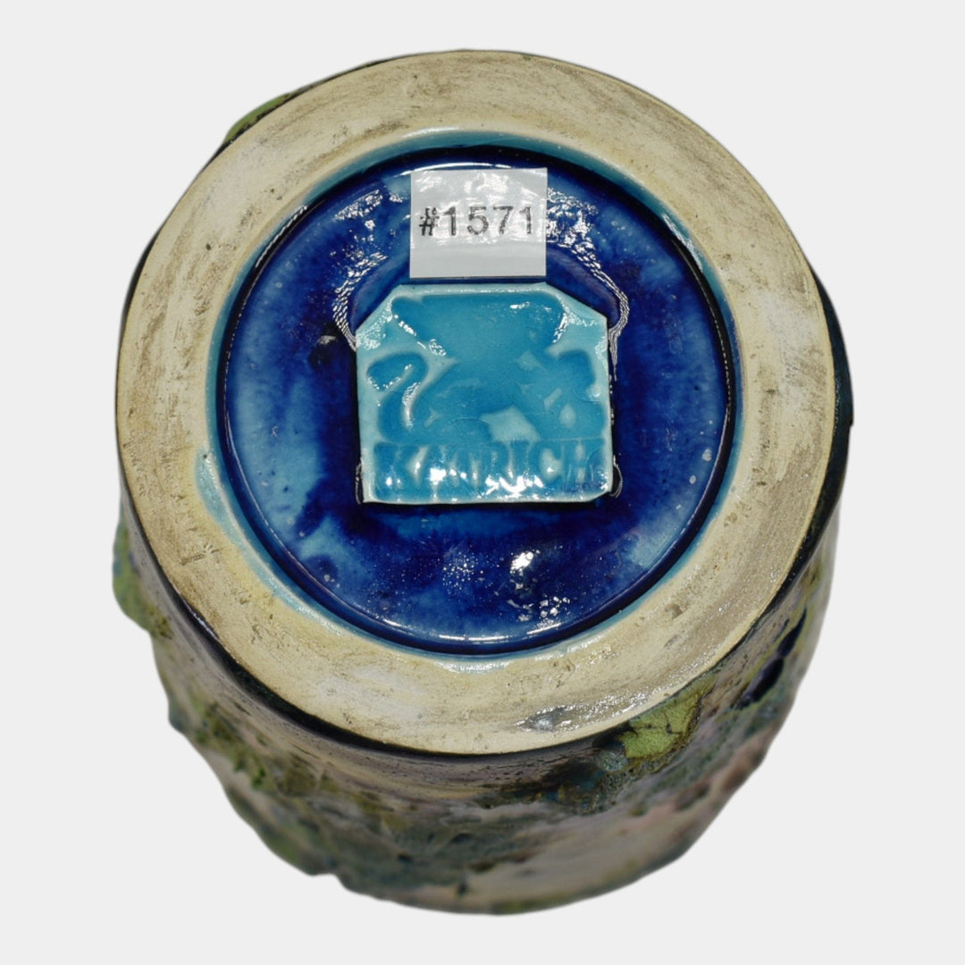 Paul Katrich Studio Art Pottery Green Blue Volcanic Luster Vase 1571 Niagara - Just Art Pottery