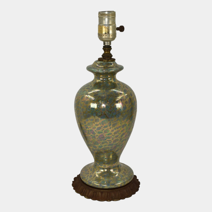 Camark 1920s Vintage Art Deco Pottery Metallic Gold Luster Lamp 1224 - Just Art Pottery