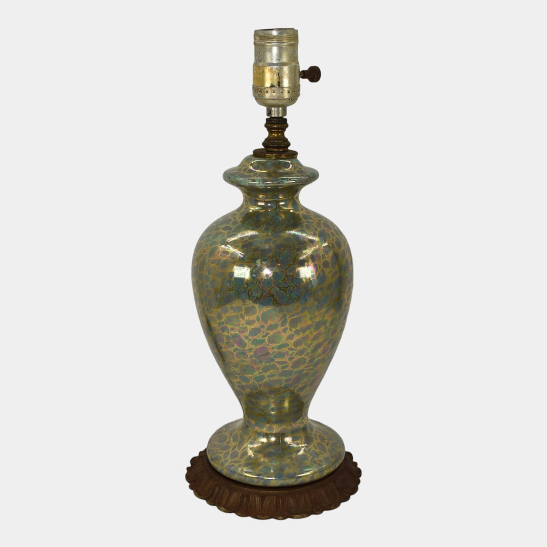 Camark 1920s Vintage Art Deco Pottery Metallic Gold Luster Lamp 1224 - Just Art Pottery