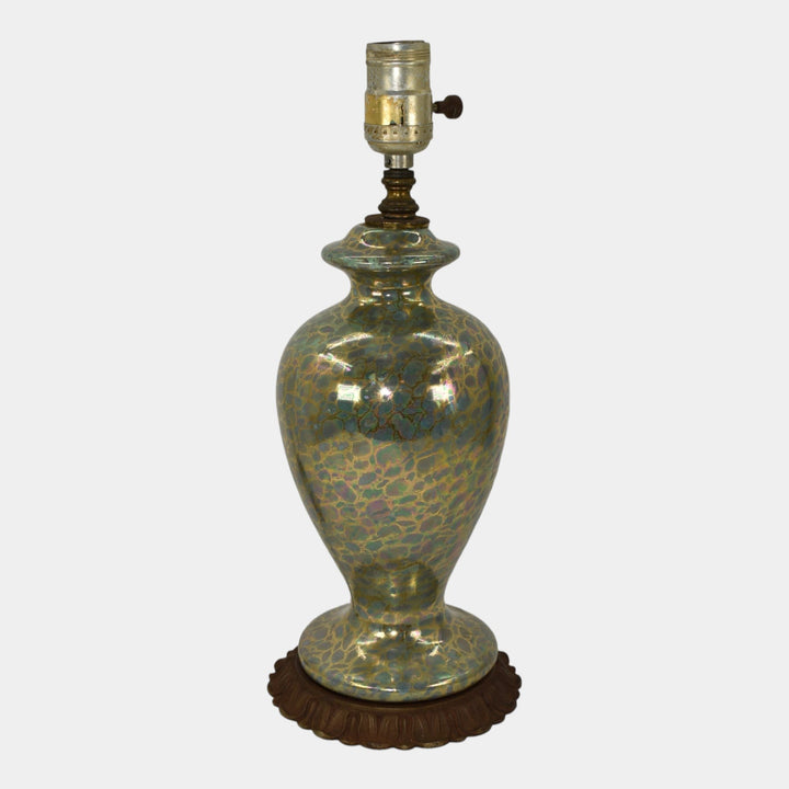 Camark 1920s Vintage Art Deco Pottery Metallic Gold Luster Lamp 1224 - Just Art Pottery