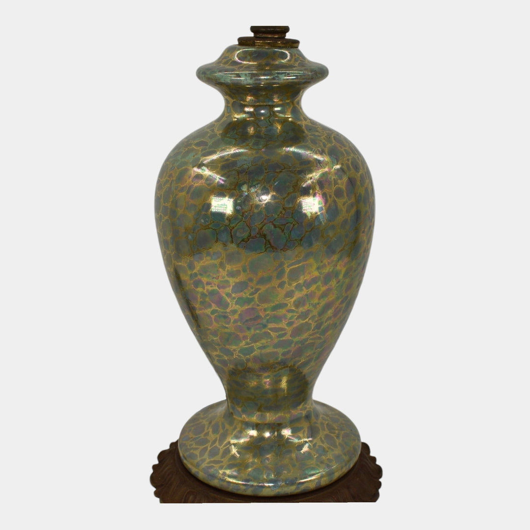 Camark 1920s Vintage Art Deco Pottery Metallic Gold Luster Lamp 1224 - Just Art Pottery