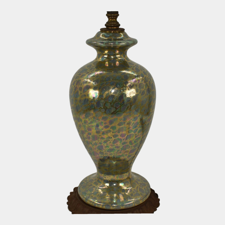 Camark 1920s Vintage Art Deco Pottery Metallic Gold Luster Lamp 1224 - Just Art Pottery