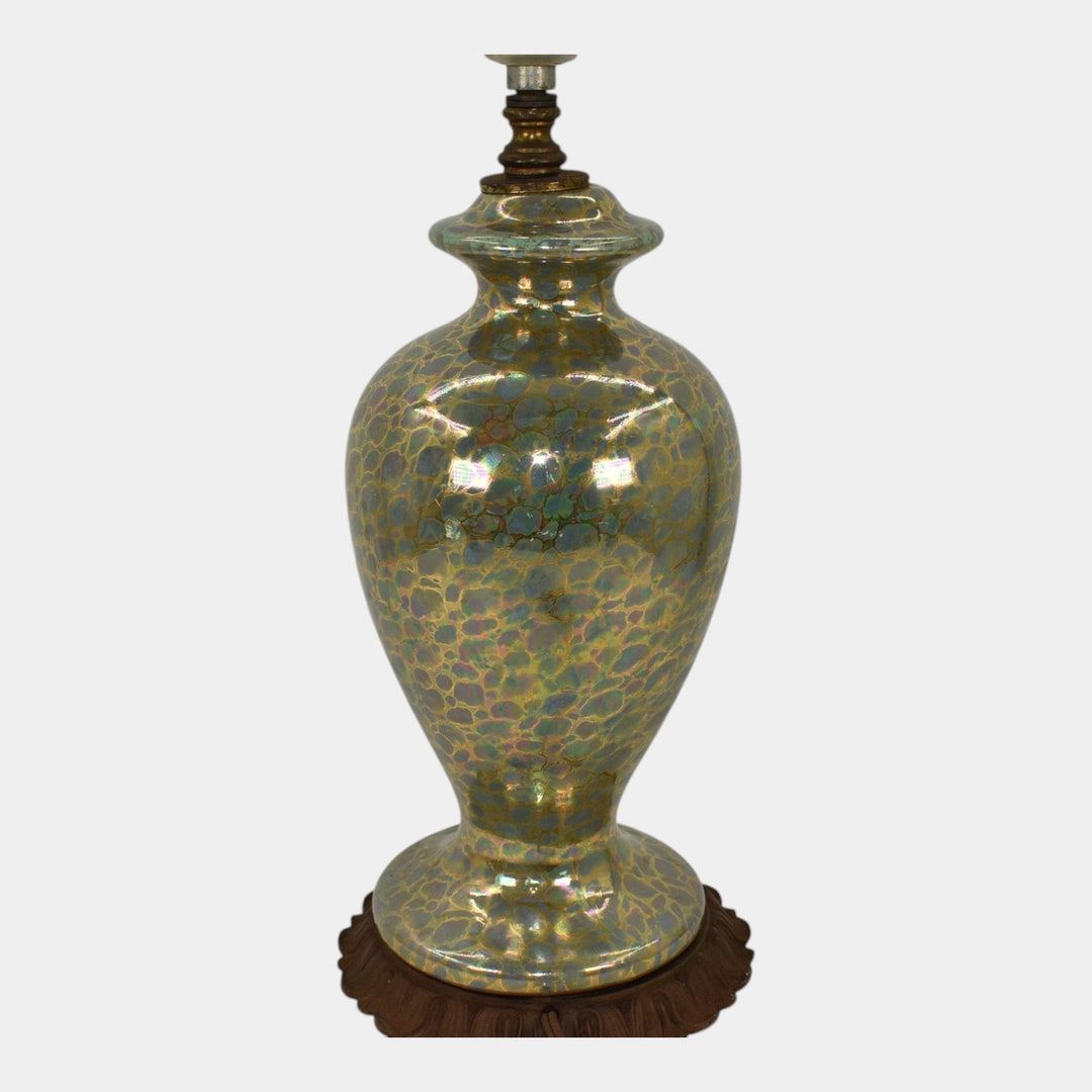 Camark 1920s Vintage Art Deco Pottery Metallic Gold Luster Lamp 1224 - Just Art Pottery